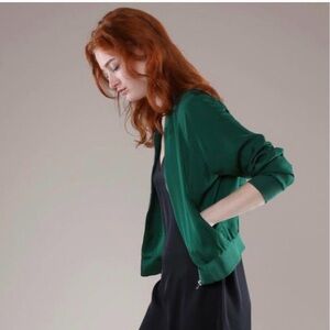 Grana Emerald Green Silk Bomber Jacket